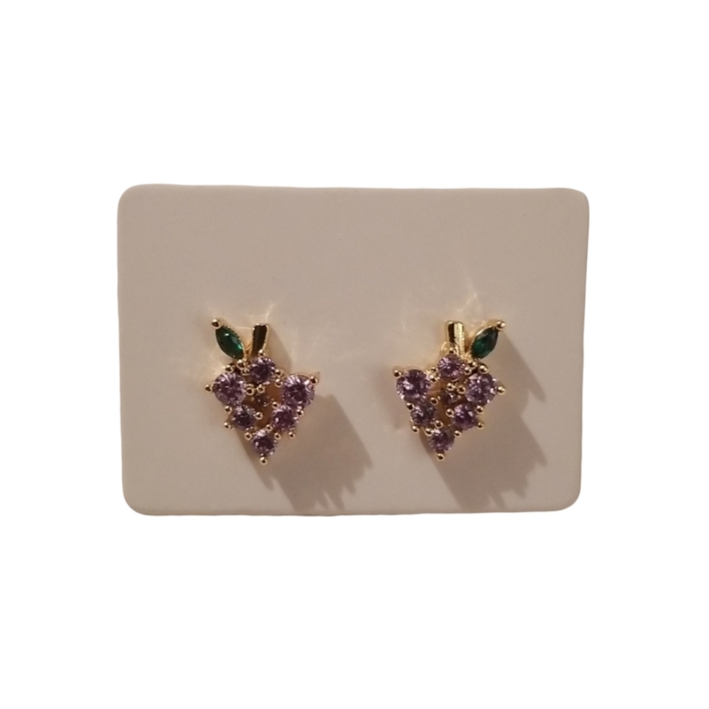 Dainty Rhinestone Grape Studs